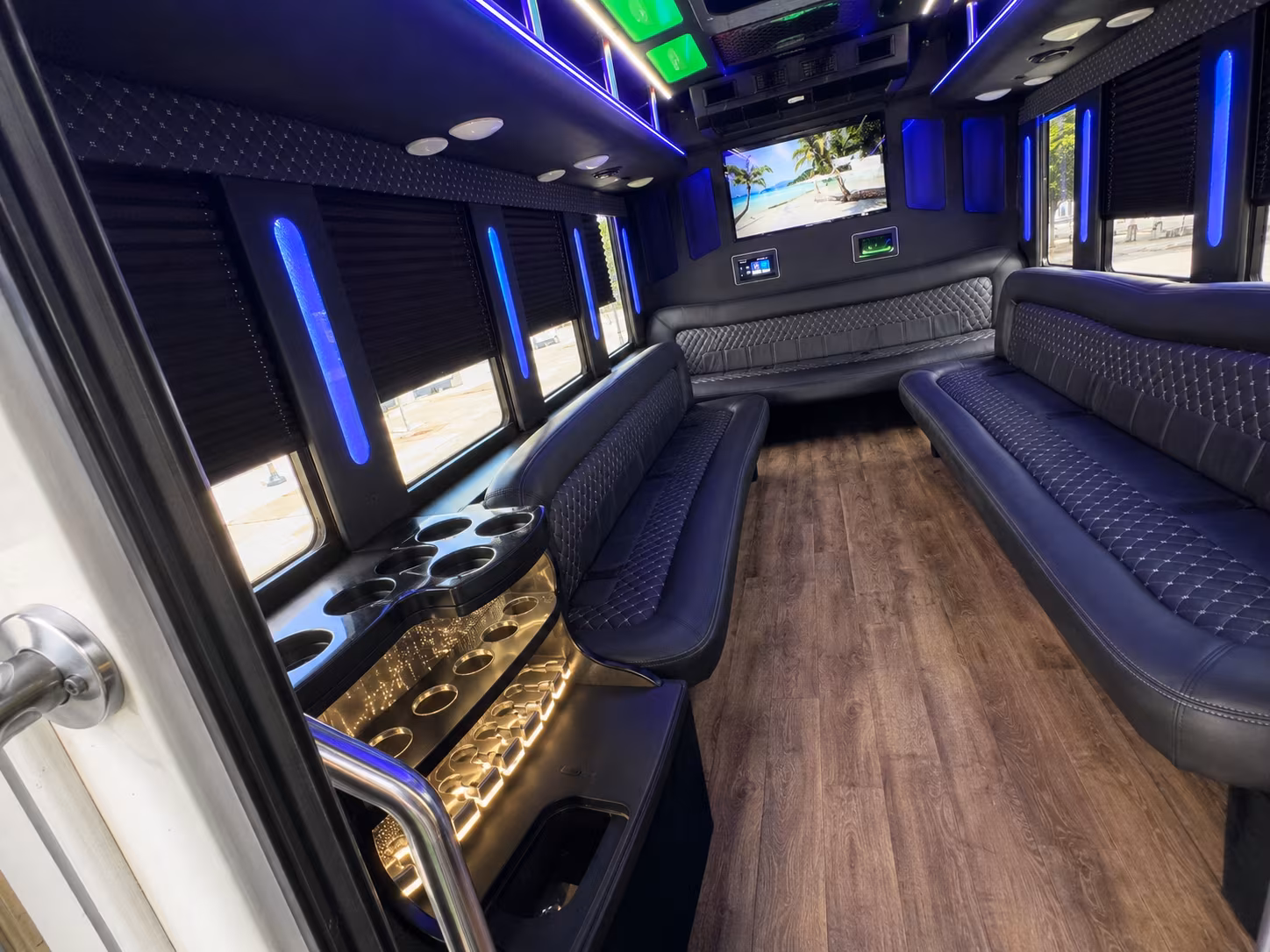 Ventura Private Event Transportation party bus exterior
