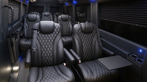 Interior of Ventura Party Bus Company's 18 Passenger Minibus in Ventura