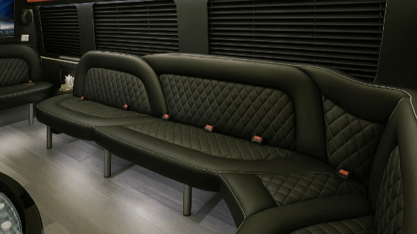 Interior of Ventura Party Bus Company's 18 Passenger Party Bus in Glendale