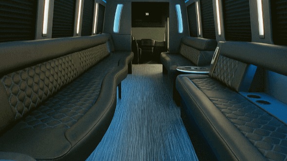 Interior of Ventura Party Bus Company's 20 Passenger Party Bus in Glendale