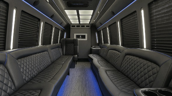 Interior of Ventura Party Bus Company's 25 Passenger Party Bus in Oxnard
