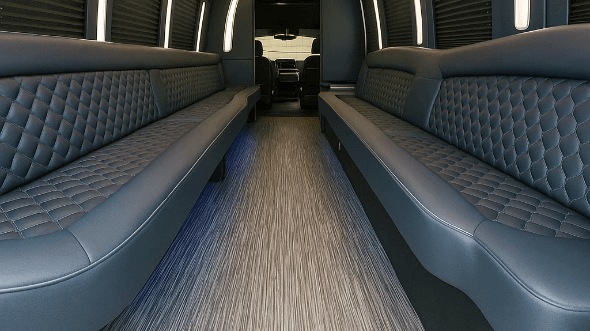 Interior of Ventura Party Bus Company's 28 Passenger Party Bus in Santa Clarita