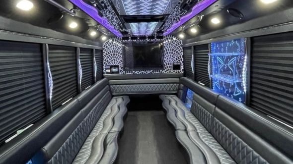 Interior of Ventura Party Bus Company's 28 Passenger Party Bus in Santa Monica