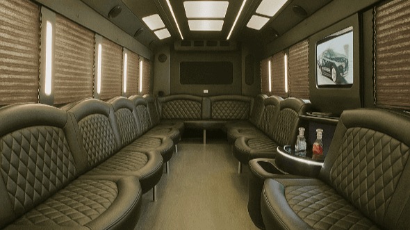 Interior of Ventura Party Bus Company's 30 Passenger Party Bus in Santa Monica