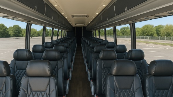 Interior of Ventura Party Bus Company's 40 Passenger Charter Bus in Ventura