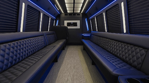 Interior of Ventura Party Bus Company's 40 Passenger Party Bus in Glendale