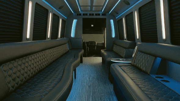 Interior of Ventura Party Bus Company's 40 Passenger Party Bus in Santa Barbara