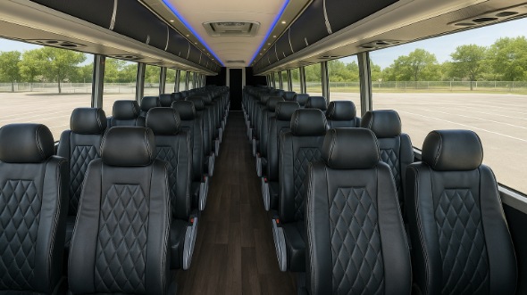 Interior of Ventura Party Bus Company's 44 Passenger Charter Bus in Ventura