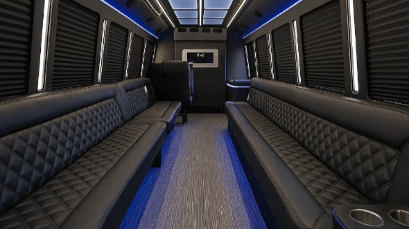 Interior of Ventura Party Bus Company's 50 Passenger Party Bus in Santa Clarita