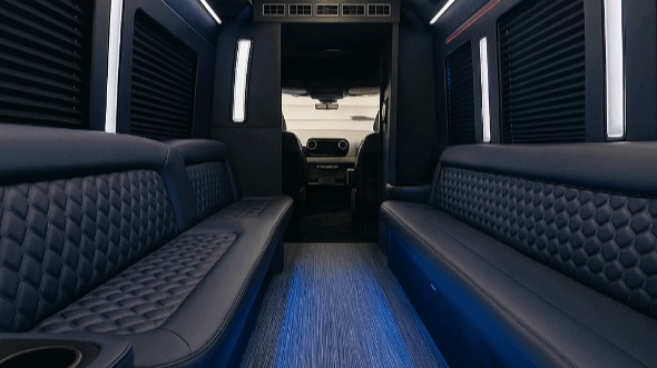 Interior of Ventura Party Bus Company's 50 Passenger Party Bus in Santa Monica
