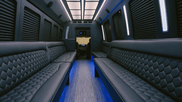 Interior of Ventura Party Bus Company's 50 Passenger Party Bus in Simi Valley