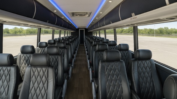 Interior of Ventura Party Bus Company's 54 Passenger Charter Bus in Ventura