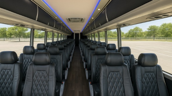 Interior of Ventura Party Bus Company's ADA Charter Bus in Ventura