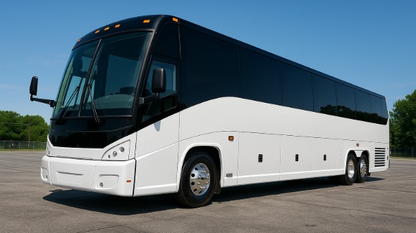 Exterior of Ventura Party Bus Company's ADA Charter Bus in Ventura